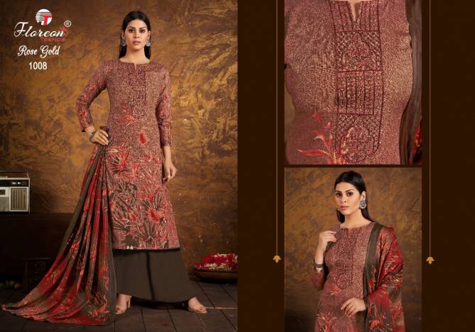 Floreon Rose Gold Designer Regular Wear Cambric Cotton Printed Dress Material Collection